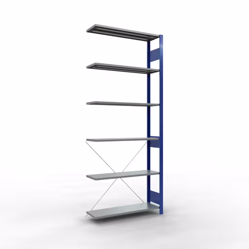 Image du produit n° 14 de l'article étagère complémentaire, étagère, système enfichable MULTIplus150, 2500 x 1000 x 300 mm, 6 étagères, RAL 5010/galvanisé de la gamme de produits du système enfichable de Schulte Lagertechnik