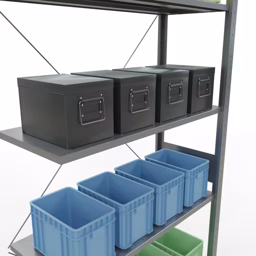 Étagère supplémentaire, étagère d'angle (champ C) 3000 x 1000 x 400, 7 étagères, traverse, galvanisée avec GTIN 4004514241207 Étagère supplémentaire, étagère d'angle (champ C) 3000 x 1000 x 400, 7 étagères, galvanisées de Schulte Lagertechnik avec le réf. 12747-ECK