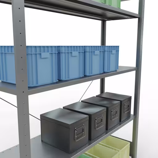 Représentation supplémentaire de l'article étagère de base du système enfichable 2000x1300x400 mm, type 150 kg, galvanisée Représentation supplémentaire de l'article système enfichable étagère de base 2000x1300x400 mm, type 150 kg, galvanisée à partir de l'étagère de base