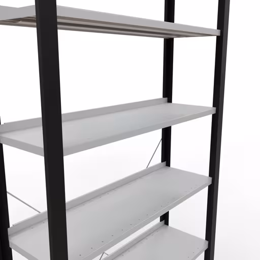 Scaffale base, scaffale per ufficio, sistema a innesto MULTIplus85, 2300 x 1000 x 300 mm (AxLxP), 7 ripiani, traversa, con listello di arresto, nero/grigio chiaro di Schulte Lagertechnik dalla categoria scaffali per ufficio