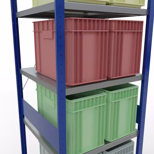 Image du produit n° 14 de l'article étagère de base, étagère, système enfichable MULTIplus250, 3000 x 750 x 800 mm, 7 étagères, traverse, RAL 5010 bleu gentiane/galvanisé/galvanisé Figure n° 14 de l'article étagère de base, étagère, système enfichable MULTIplus250, 3000 x 750 x 800 mm, 7 étagères, RAL 5010 bleu gentiane/galvanisé/galvanisé du groupe de produits système enfichable de Schulte Lagertechnik