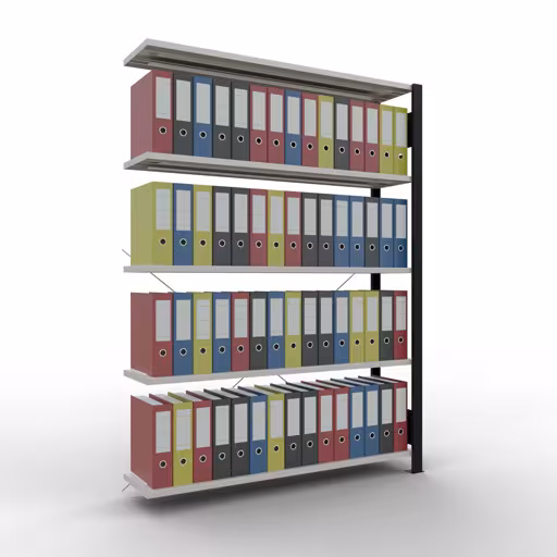Figura n. 12 dell'articolo scaffale componibile, scaffale per ufficio, sistema a innesto MULTIplus85, 1800 x 1300 x 300 mm, 5 ripiani, nero/grigio chiaro del gruppo di prodotti scaffale per ufficio della marca Schulte Lagertechnik