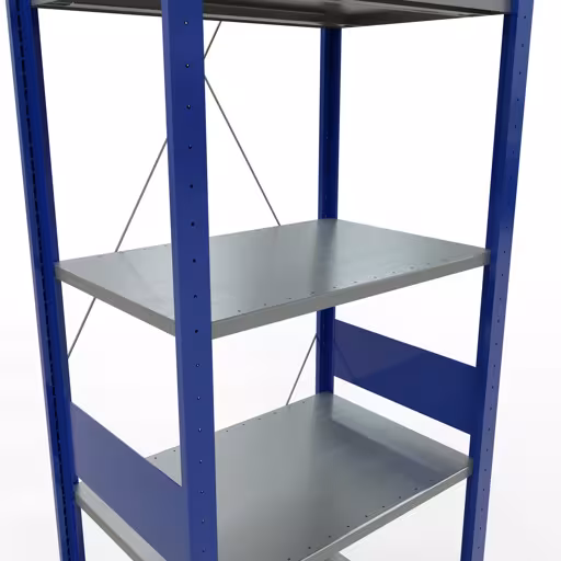 Étagère de base, étagère, système enfichable MULTIplus150, 3000 x 750 x 500 mm, 7 étagères, traverse, RAL 5010 bleu gentiane/galvanisé/galvanisé de la marque Schulte Lagertechnik de la gamme de produits du système enfichable