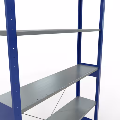 Étagère de base, étagère, système enfichable MULTIplus150, 2500 x 1300 x 300 mm, 6 étagères, traverse, RAL 5010 bleu gentiane/galvanisé de Schulte Lagertechnik de la catégorie système enfichable