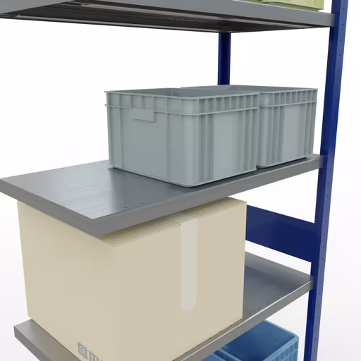 Figure n° 14 de l'article, système d'étagères MULTIplus330, système enfichable, 3000 x 1000 x 500 mm, 7 étagères, RAL 5010 bleu gentiane/galvanisé du groupe de produits système enfichable de Schulte Lagertechnik