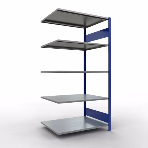 Scaffali aggiuntivi, scaffali, sistema a innesto MULTIplus150, 2000 x 1000 x 800 mm (AxLxP), 5 ripiani, barre longitudinali, RAL 5010 blu genziana/zincato di Schulte Lagertechnik con l'articolo n. 12785-LR-B