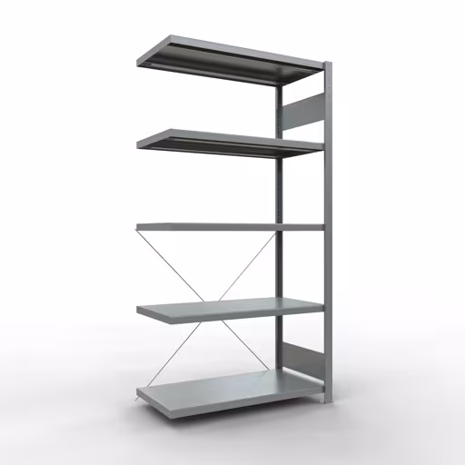 Scaffale aggiuntivo, scaffale, sistema a innesto MULTIplus330, 2000 x 1000 x 500 mm (AxLxP), 5 ripiani, traversa, zincato, ripiano aggiuntivo, articolo n. 13955