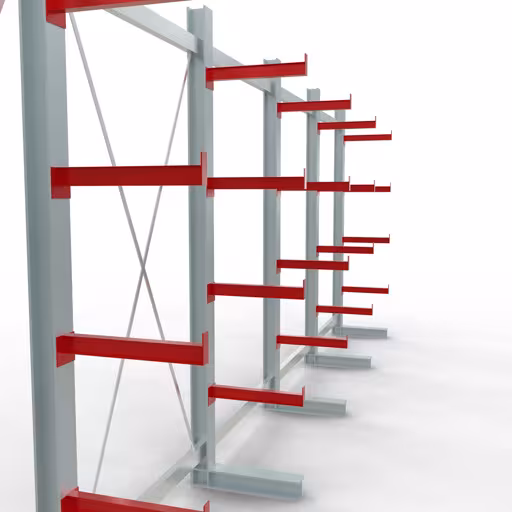 Figure n°7 de l'article Rayonnage complet K 3000, unilatéral, 2500 x 6500 x 500 mm, RAL 7001 / RAL 3000, 5 niveaux de stockage du groupe de produits rayonnages cantilever de la marque Schulte Lagertechnik