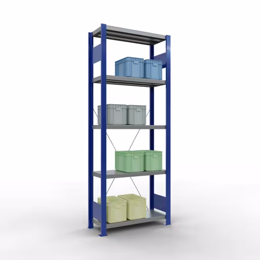 Figure n° 15 de l'article étagère de base, étagère, système enfichable MULTIplus250, 2000 x 750 x 300 mm, 5 étagères, RAL 5010 bleu gentiane/galvanisé/galvanisé du groupe de produits système enfichable de Schulte Lagertechnik