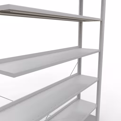 Scaffale aggiuntivo, scaffale per ufficio, sistema a innesto MULTIplus85, 2300 x 1300 x 300 mm (AxLxP), 7 ripiani, traversa, con listello di arresto, grigio chiaro di Schulte Lagertechnik con l'articolo n. 36017