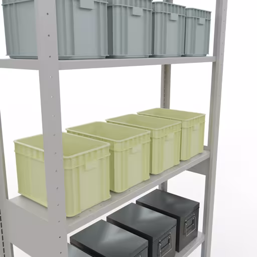 Figure n° 12 de l'article étagère de base, système d'étagères enfichables MULTIplus85, 2500 x 1000 x 300 mm, 6 étagères, gris clair RAL 7035 du groupe de produits système enfichable de la marque Schulte Lagertechnik
