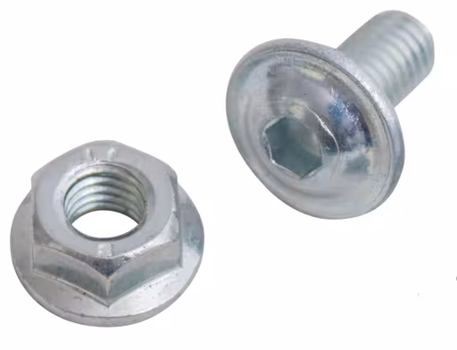 Vite per lente M6x12, con esagono incassato, dado flangiato con denti di bloccaggio, VE 50 dalla categoria accessori con GTIN 4004514227751 Vite per lente M6x12, con esagono incassato, dado a colletto con dentatura di bloccaggio, VE 50 della marca Schulte Lagertechnik della gamma di prodotti per sistemi a vite