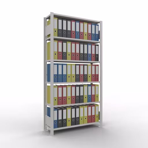 Scaffale Basic, scaffale per ufficio, sistema a innesto MULTIplus85, 2000 x 1000 x 300 mm (AxLxP), 6 ripiani, traversa, senza barra di arresto, grigio chiaro di Schulte Lagertechnik con l'articolo n. 36025