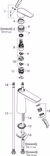 Hansgrohe Mitigeur monocommandé pour lavabo TALIS E 110 diamètre nominal 15 sans garniture de vidage chromé