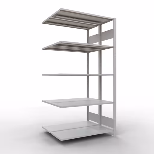 Image du produit n° 13 de l'article étagère complémentaire, étagère double, étagère à étagères, système enfichable MULTIplus150, 2000 x 1000 x (2x400) mm, 2x5 étagères, RAL 7035 gris clair de la gamme d'étagères à étagères de Schulte Lagertechnik