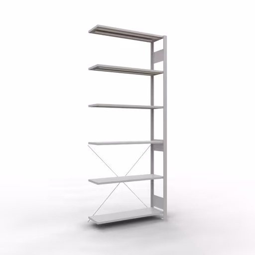 Ripiano aggiuntivo, ripiano angolare (campo C) 2500 x 1000 x 300, 6 ripiani, traversa, RAL 7035 grigio chiaro di Schulte Lagertechnik dalla categoria Ripiani a scaffale