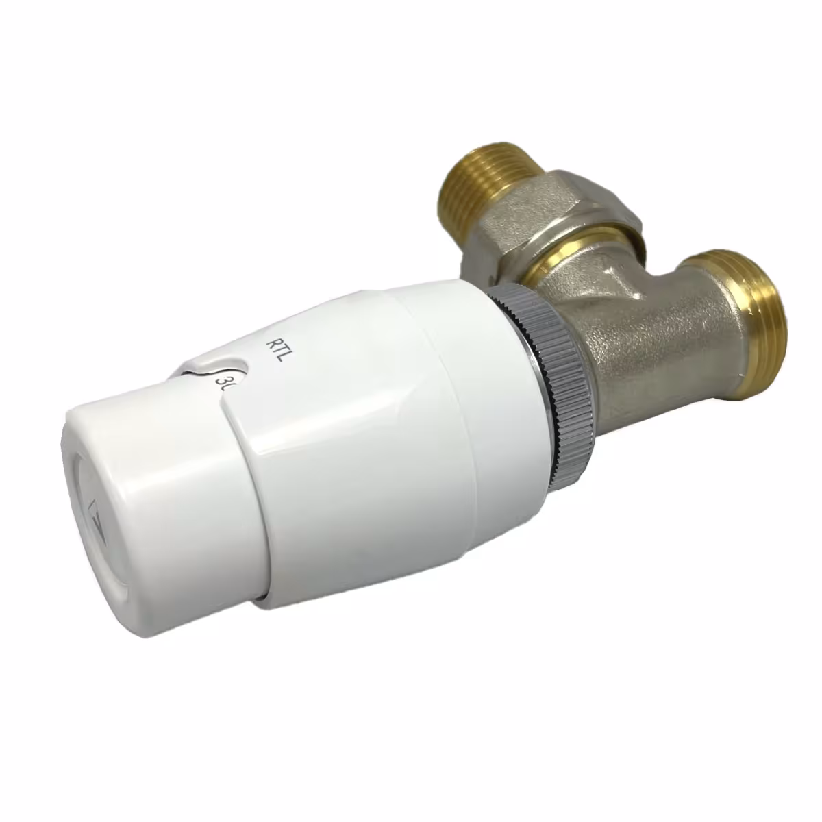 Limitatore della temperatura di ritorno RTL per riscaldamento a pavimento ad acqua calda | Valvola RTL versione ad angolo da 1/2" della marca HoWaTech della gamma di prodotti per il riscaldamento a pavimento