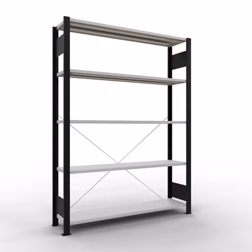 Figura n. 11 dell'articolo scaffale base, scaffale per ufficio, sistema a innesto MULTIplus85, 1800 x 1300 x 300 mm, 5 ripiani, nero/grigio chiaro del gruppo di prodotti scaffali per ufficio della marca Schulte Lagertechnik