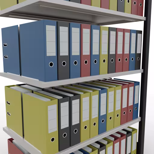 Représentation supplémentaire de l'article, étagère de bureau, système enfichable MULTIplus150, 1800 x 1000 x 600 mm, 5 tablettes, barres longitudinales, noir/gris clair du système enfichable
