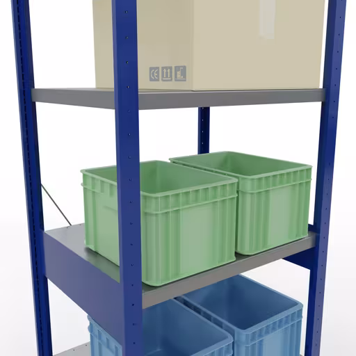 Figura n. 11 dell'articolo scaffale base, scaffale, sistema a innesto MULTIplus250, 2500 x 750 x 600 mm (AxLxP), 6 ripiani, traversa, RAL 5010 blu genziana/zincato/zincato del gruppo di prodotti sistema a innesto della marca Schulte Lagertechnik
