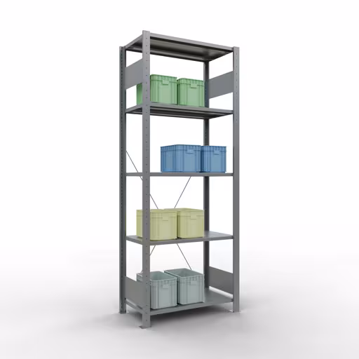 Étagère de base, étagère, système enfichable MULTIplus150, 2000 x 750 x 400 mm, 5 étagères, galvanisée de Schulte Lagertechnik de la catégorie des systèmes enfichables