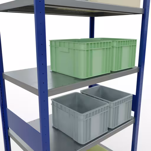 Étagère de base, étagère, système enfichable MULTIplus330, 3000 x 1000 x 600 mm, 7 étagères, RAL 5010 bleu gentiane/galvanisé de Schulte Lagertechnik de la gamme de produits du système enfichable