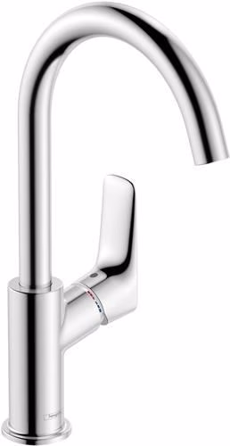 Miscelatore monocomando per lavabo Hansgrohe LOGIS 210, diametro nominale 15 mm, con bocca girevole e piletta di scarico a pressione G 1 1/4 pollici, cromato, di Hansgrohe Miscelatore monocomando per lavabo Hansgrohe LOGIS 210, diametro nominale 15 mm, con bocca girevole e piletta di scarico a pressione G 1 1/4 pollici, cromato, della categoria rubinetteria per lavabo con codice articolo 6000536751