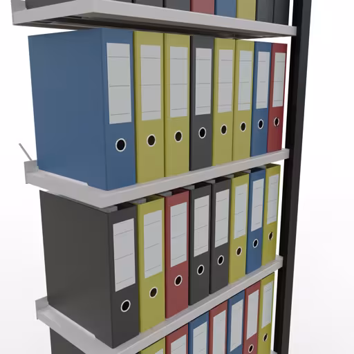 Figura n. 11 dell'articolo scaffali componibili, scaffali per ufficio, sistema a innesto MULTIplus85, 2300 x 750 x 300 mm, 7 ripiani, nero/grigio chiaro del gruppo di prodotti scaffali per ufficio della marca Schulte Lagertechnik