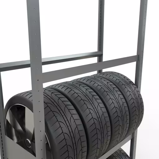 Immagine aggiuntiva dell'articolo Scaffale base, scaffale per ruote/pneumatici, 2750 x 1000 x 400 mm (AxLxP), zincato, 4 livelli di stoccaggio con carico dello scomparto di 150 kg per livello dal magazzino ricambi auto
