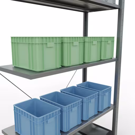 Ripiano aggiuntivo, ripiano angolare (campo C) 2000 x 1000 x 400, 5 ripiani, traversa, zincato con articolo n. 12745-ECK Ripiano aggiuntivo, ripiano angolare (campo C) 2000 x 1000 x 400, 5 ripiani, traversa, zincato di Schulte Lagertechnik dalla categoria Ripiani a scaffale