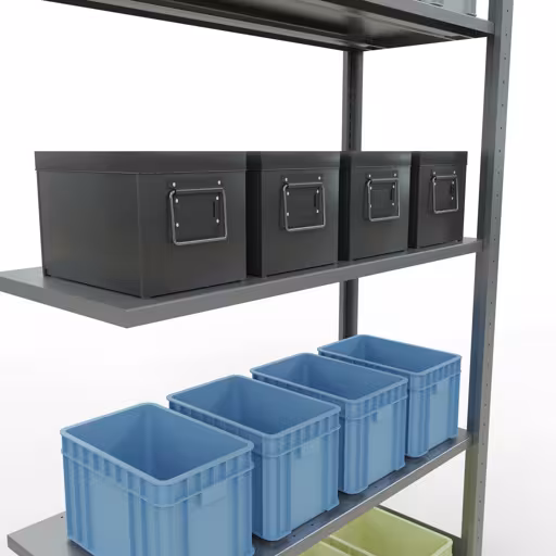 Scaffali aggiuntivi, scaffali, sistema a innesto MULTIplus150, 2000 x 1000 x 400 mm (AxLxP), 5 ripiani, barre longitudinali, zincato della marca Schulte Lagertechnik dalla gamma di prodotti dei sistemi a innesto