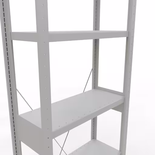 Produktbild Nr 15 des Artikels Grundregal, Fachbodenregal Stecksystem MULTIplus250, 2500 x 750 x 300 mm (HxBxT), 6 Fachböden, Kreuzstrebe, RAL 7035 lichtgrau Abbildung Nr 15 des Artikels Grundregal, Fachbodenregal Stecksystem MULTIplus250, 2500 x 750 x 300 mm (HxBxT), 6 Fachböden, Kreuzstrebe, RAL 7035 lichtgrau aus der Produktgruppe Stecksystem von der Marke Schulte Lagertechnik