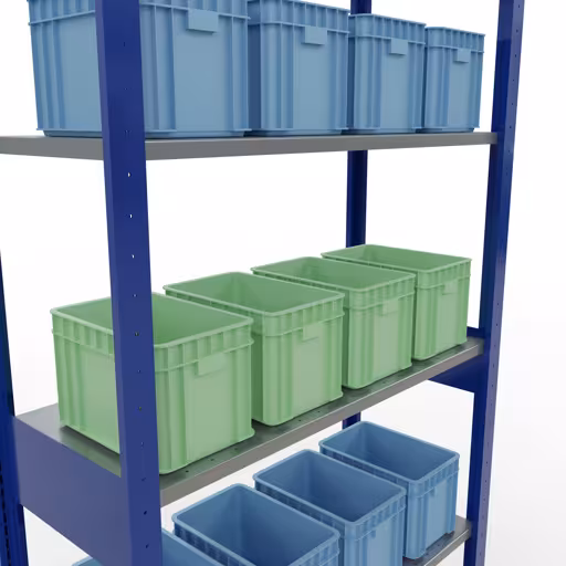 Image du produit n° 7 de l'article étagère de base, étagère, système enfichable MULTIplus150, 2500 x 1000 x 400 mm, 6 étagères, RAL 5010 bleu gentiane/galvanisé de la gamme de produits du système enfichable de Schulte Lagertechnik
