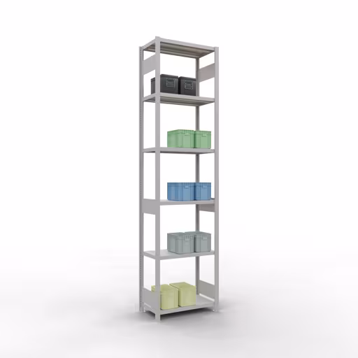 Étagère de base, étagère à étagères, système enfichable MULTIplus250, 3000 x 750 x 400 mm, 7 étagères, gris clair RAL 7035 de Schulte Lagertechnik avec le numéro d'article. 32842-75-LR