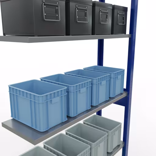 , Système de rayonnage à étagères MULTIplus150, 2500 x 1000 x 300 mm, 6 étagères, RAL 5010 bleu gentiane/galvanisé de Schulte Lagertechnik sous la référence . 12736-LR-B