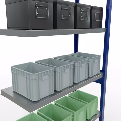 Figure n° 14 de l'article étagère complémentaire, étagère à étagères, système enfichable MULTIplus330, 2500 x 1000 x 400 mm, 6 étagères, RAL 5010 bleu gentiane/galvanisé du groupe de produits système enfichable de la marque Schulte Lagertechnik