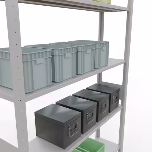 Étagère de base, étagère, système enfichable MULTIplus150, 3000 x 1300 x 300 mm, 7 étagères, RAL 7035 gris clair de Schulte Lagertechnik de la gamme de produits du système enfichable