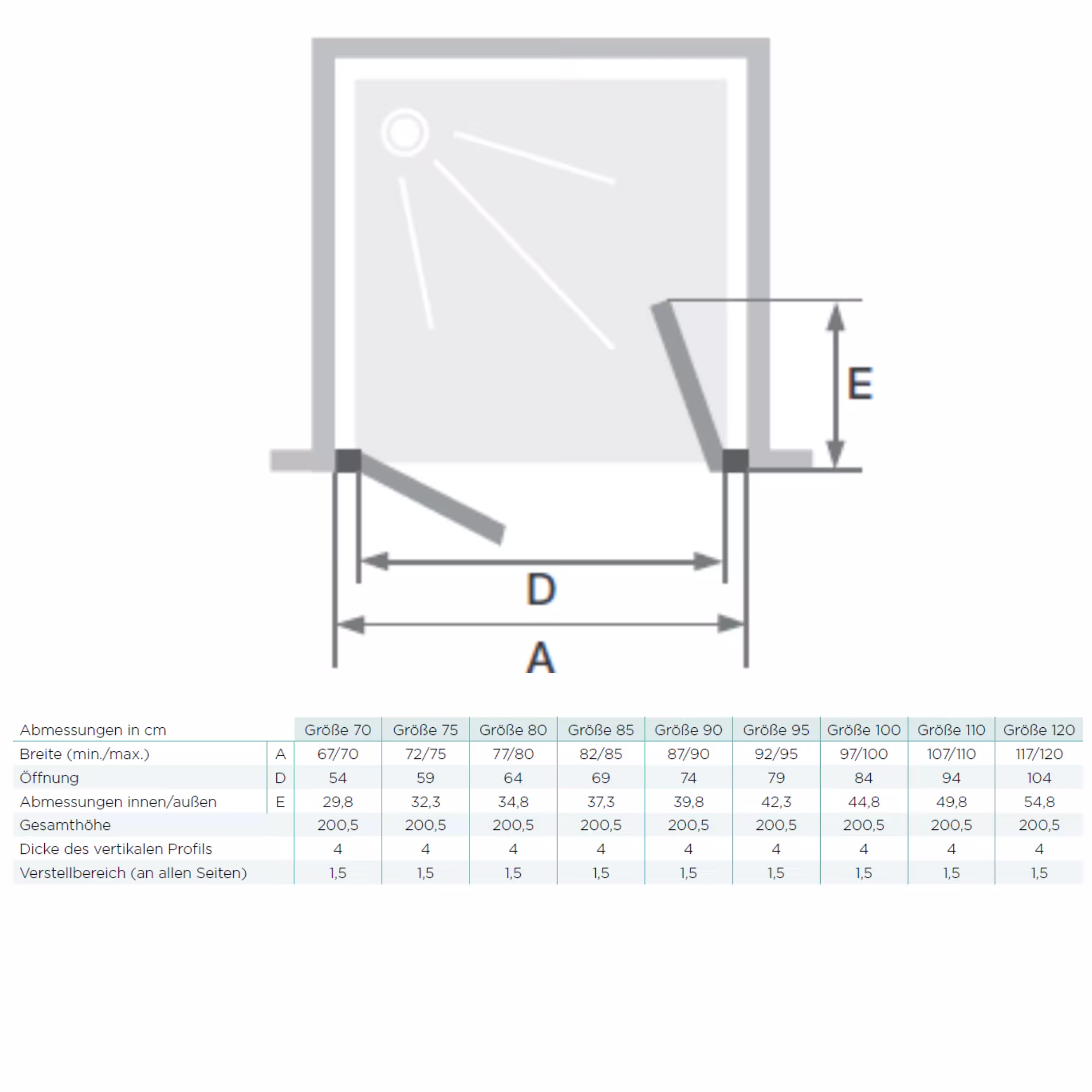 Smart Design 2P70 porte battante niche niche montage hauteur 200cm blanc verre clair partiellement encadré de la marque Kinedo de la catégorie cloisons de douche