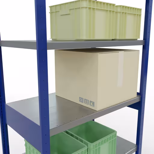 Immagine aggiuntiva dell'articolo Ripiano base, ripiano sistema a innesto MULTIplus330, 2500 x 1000 x 600 mm (AxLxP), 6 ripiani, barra longitudinale, RAL 5010 blu genziana/zincato dal ripiano base