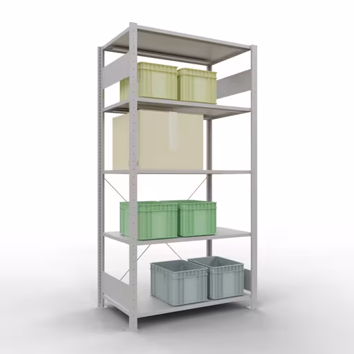 Figure n° 13 de l'article étagère de base, système d'étagères enfichables MULTIplus85, 2000 x 1000 x 600 mm, 5 étagères, traverse, gris clair RAL 7035 du groupe de produits système enfichable de la marque Schulte Lagertechnik
