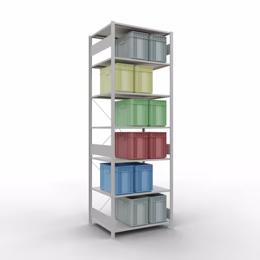 Figura n. 13 dell'articolo scaffale base, scaffale, sistema a innesto MULTIplus150, 3000 x 1000 x 800 mm (AxLxP), 7 ripiani, traversa, RAL 7035 grigio chiaro del gruppo di prodotti sistema a innesto della marca Schulte Lagertechnik