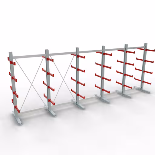 Figura n. 12 dell'articolo Scaffale completo K 3000, bilaterale, 2500 x 6500 x 500 mm, RAL 7001 / RAL 3000, 5 livelli di stoccaggio del gruppo di prodotti scaffalature cantilever della marca Schulte Lagertechnik