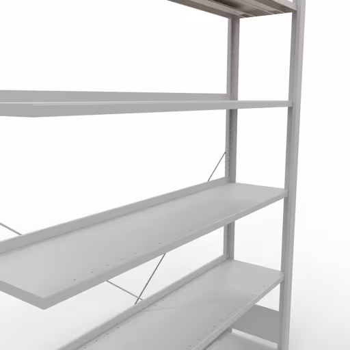 Scaffale aggiuntivo, scaffale per ufficio, sistema a innesto MULTIplus85, 2000 x 1300 x 300 mm (AxLxP), 6 ripiani, traversa, con listello di arresto, grigio chiaro di Schulte Lagertechnik dalla categoria scaffali per ufficio