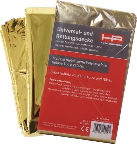 Coperta di emergenza DIN 13164 L2100xW1600xH0.2 circa mm, dimensioni da piegata circa 144x80x20mm, del marchio HP Auto Accessories Coperta di emergenza DIN 13164 L2100xW1600xH0.2 mm circa, dimensioni da piegata circa 144x80x20 mm, dalla categoria accessori auto HP con codice articolo 4000818628