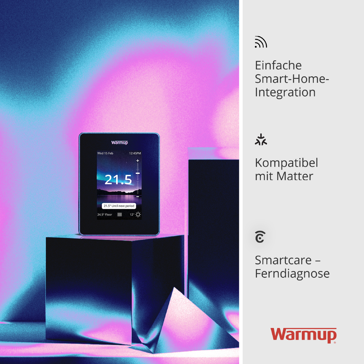 Warmup 7iE Termostato WIFI compatibile con Smart Matter nero