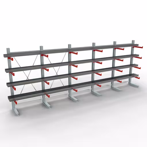 Immagine prodotto n. 10 dell'articolo Scaffale completo K 3000, unilaterale, 2500 x 6500 x 600 mm, RAL 7001 / RAL 3000, 5 livelli di stoccaggio Figura n. 10 dell'articolo Scaffale completo K 3000, unilaterale, 2500 x 6500 x 600 mm, RAL 7001 / RAL 3000, 5 livelli di stoccaggio del gruppo di prodotti scaffalature cantilever della marca Schulte Lagertechnik