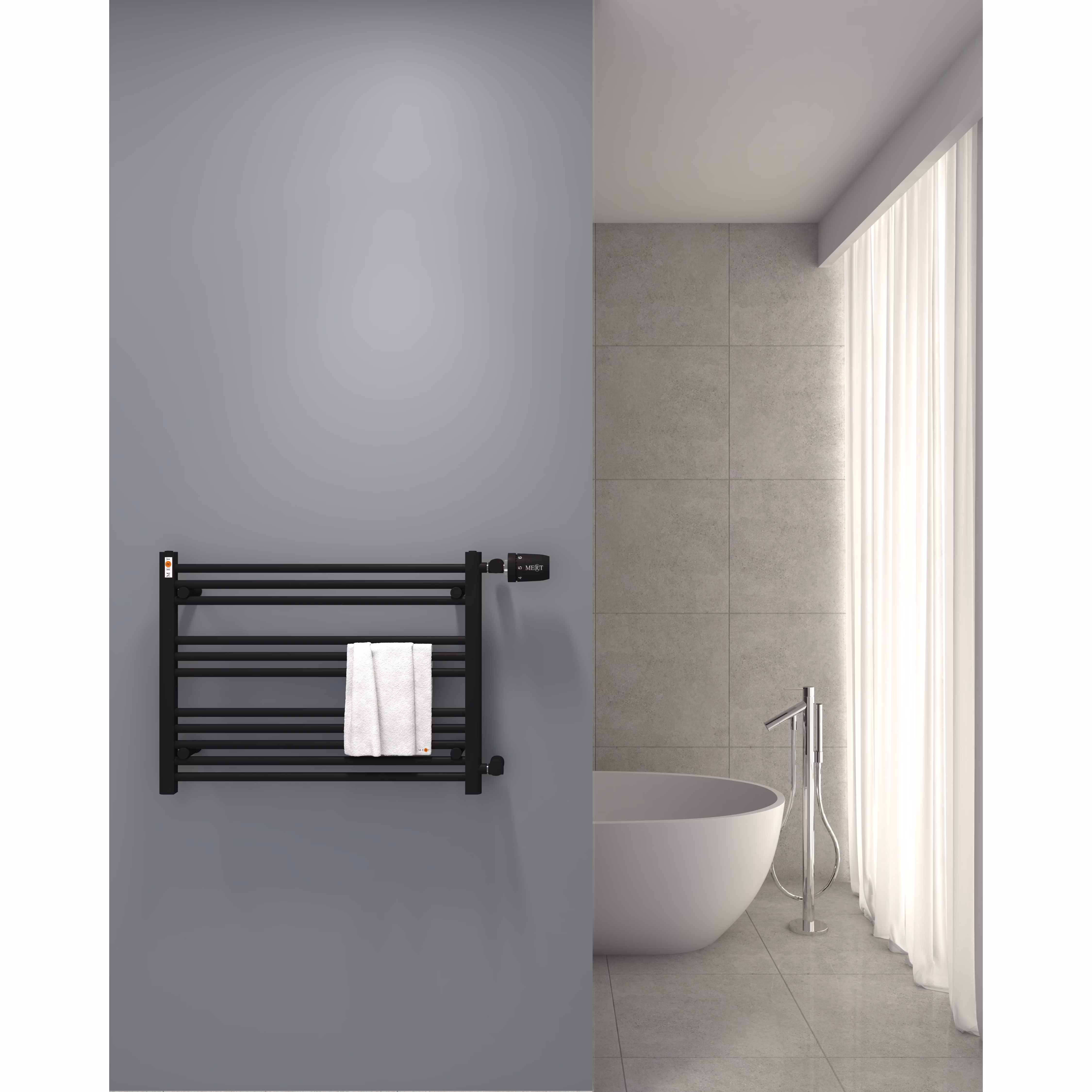 Radiatore di ricambio per bagno MERT, nero, 800x600 mm, attacco laterale 500 mm, della marca Mert Radiatore da bagno di ricambio MERT, nero, con attacco laterale dritto, della categoria radiatori da bagno con attacco laterale, codice articolo 1-80x060-ASR-50-BLACK