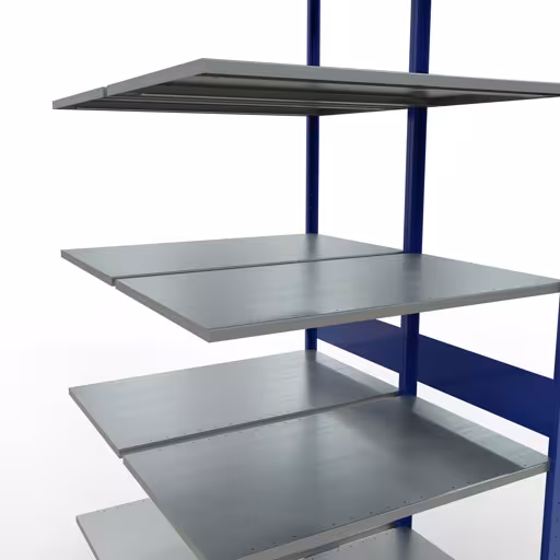Scaffale aggiuntivo, scaffale doppio, sistema di scaffali MULTIplus150, 3000 x 1000 x (2x600) mm (AxLxP), 2x7 ripiani, barre longitudinali, RAL 5010 blu genziana di Schulte Lagertechnik con l'articolo n. 33167-B