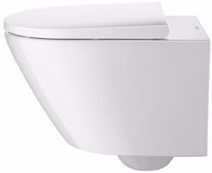 Set per WC sospeso Duravit 540 mm D-Neo White, vaso con sciacquone senza bordo, sedile del WC con chiusura ammortizzata, incluso Durafix