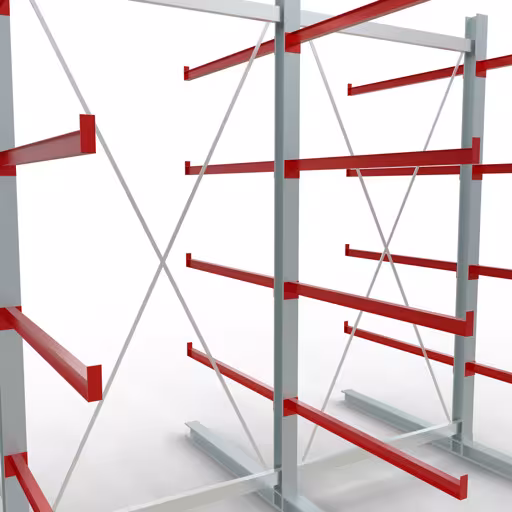 Produktbild Nr 11 des Artikels K 6000 Komplettregal, doppelseitig, 3000 x 3000 x 2x 1250 mm, RAL 7001 / RAL 3000, 5 Lagerebenen Abbildung Nr 11 des Artikels K 6000 Komplettregal, doppelseitig, 3000 x 3000 x 2x 1250 mm, RAL 7001 / RAL 3000, 5 Lagerebenen aus der Produktgruppe Kragarmregale von der Marke Schulte Lagertechnik